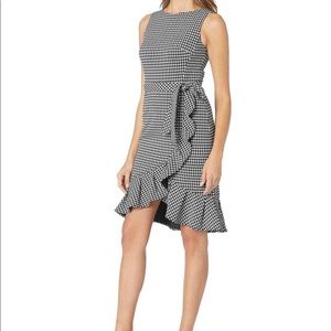 Calvin Klein Black&White Gingham ruffle dress